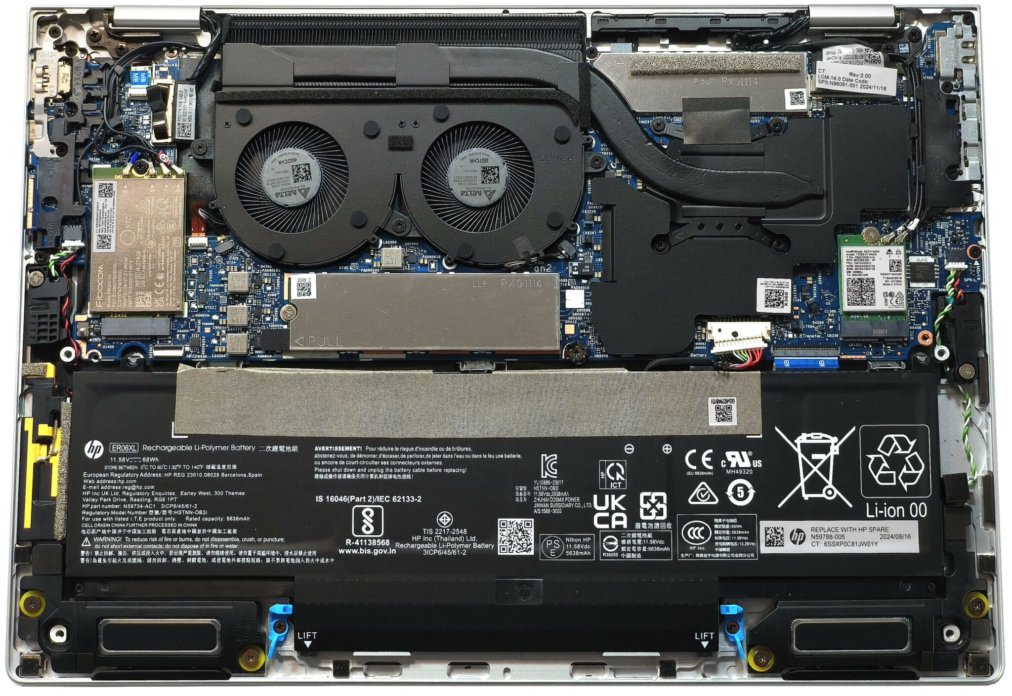 Internal Photo of HP Elite X360 1040 G11 PXG1114 lcd cable 40pin 0.5mm OLED 6017B2013301 (x360 1040 G11)